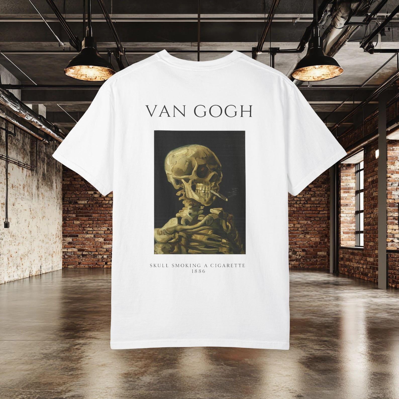 Van Gogh Skull Smoking a Cigarette Shirt, Vintage Art T shirt, Gothic Skeleton Tee, Museum Artwork Graphic Tee, Unisex Gift L