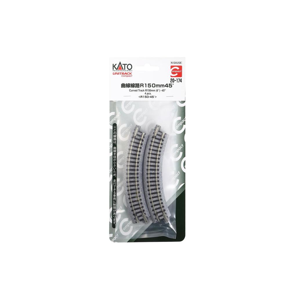 KATO N Gauge Unitrack Compact Curve Track R150-45 4 Pieces 20-174 Model Train Accessories