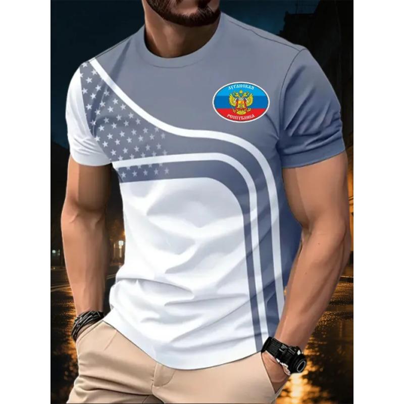 Summer New Men's Contrasting Color Splicing Short-sleeved Top Trendy Fashion Urban Street Casual T-shirt