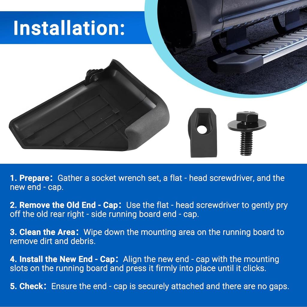 Running Board End Cap Rear Right Side Fits For 2015- Ford F150 F250 Replace FL3Z16A455BA FL3Z 16A455 BA FL34 16N453-BB5YZ9 FL34 16N45