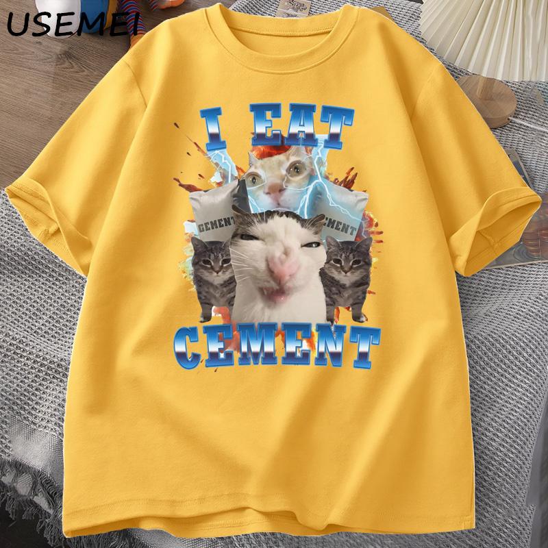 I Eat CeUnisext Funny Cat Meme Tee Shirt Cotton Short Sleeve Stupid Ugly Cats Printed T Shirt Casual O Neck Graphic Tees Tees