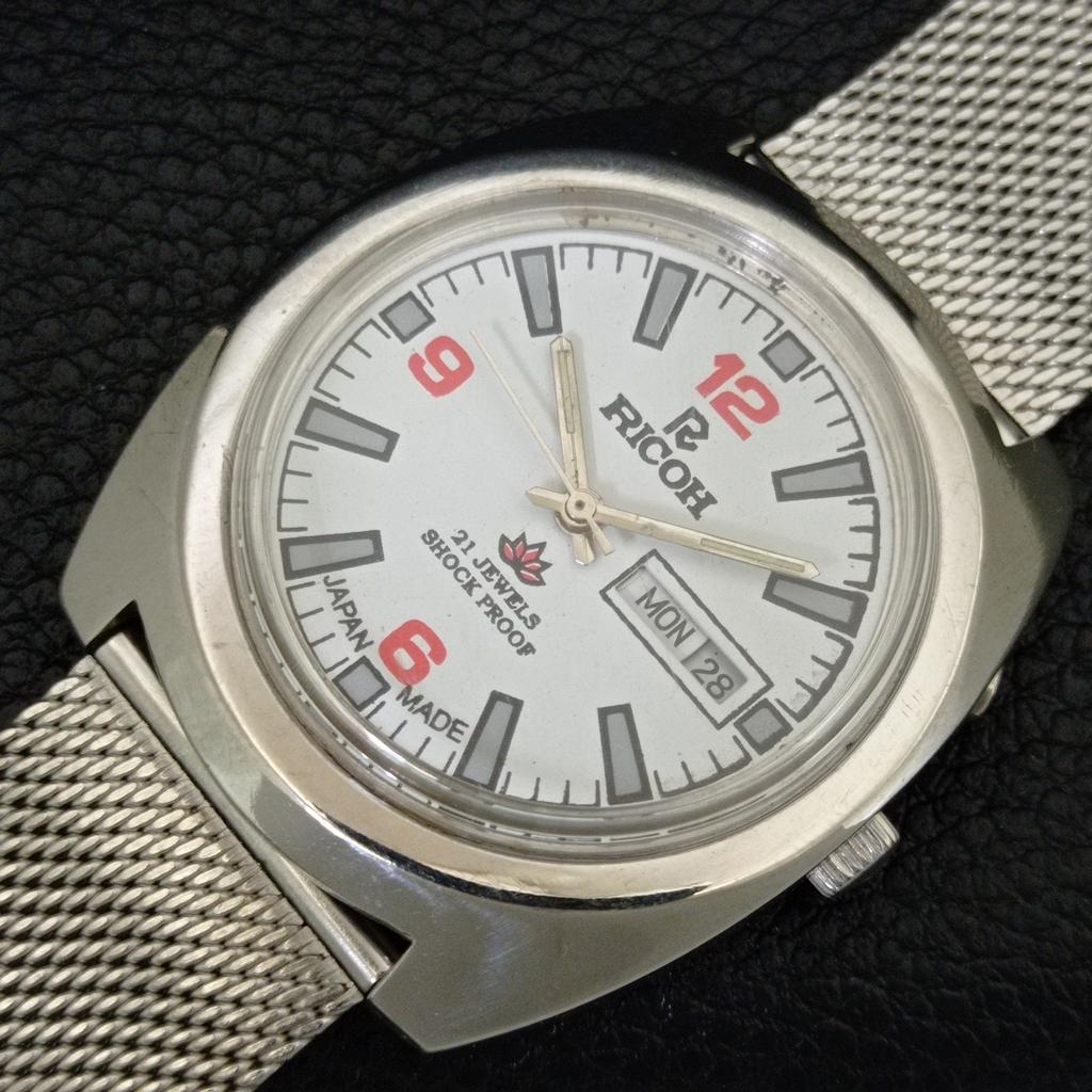 VINTAGE RICOH R31 AUTOMATIC JAPAN MENS WHITE COLOR DIAL WATCH A707736-1