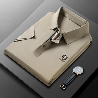 Ice Silk Traceless Short Sleeve T-Shirt Men'S Business Casual Polo Shirt Lapel Half Sleeve T-Shirt Top