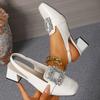 Women Sandals Water Diamond Buckle Thick Heel Sandals Women Summer 2025 New Baotou Shoes Women French Retro Square Headed Shoes