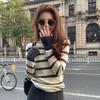 Korean Chic Striped High Neck Slim-Fit Knit Top for Women - Autumn/Winter Flattering Inner Wear with Unique Design.
