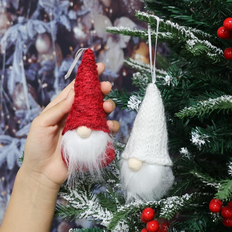 3pcs Set Knitted Faceless Doll Christmas Tree Ornaments Hanging Decorations Old Mam Doll Home DIY Holiday New Year Supplies