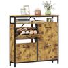 Shoe Storage Cabinet with 4 Flip Drawers and Open Shelf - Rustic Brown