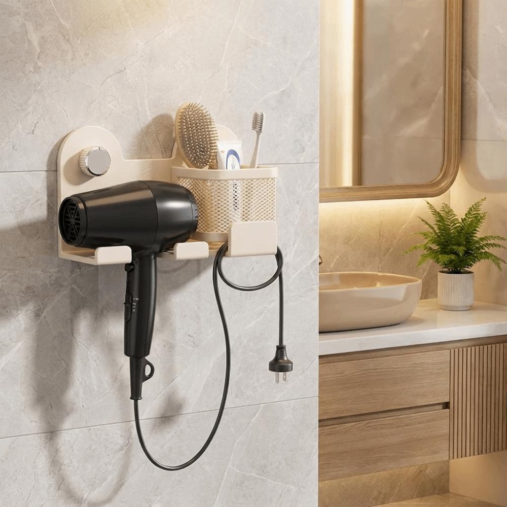 Wall Mounted Suction Cup Hair Dryer Holder Large Capacity Hair Straightener Holder Hotel