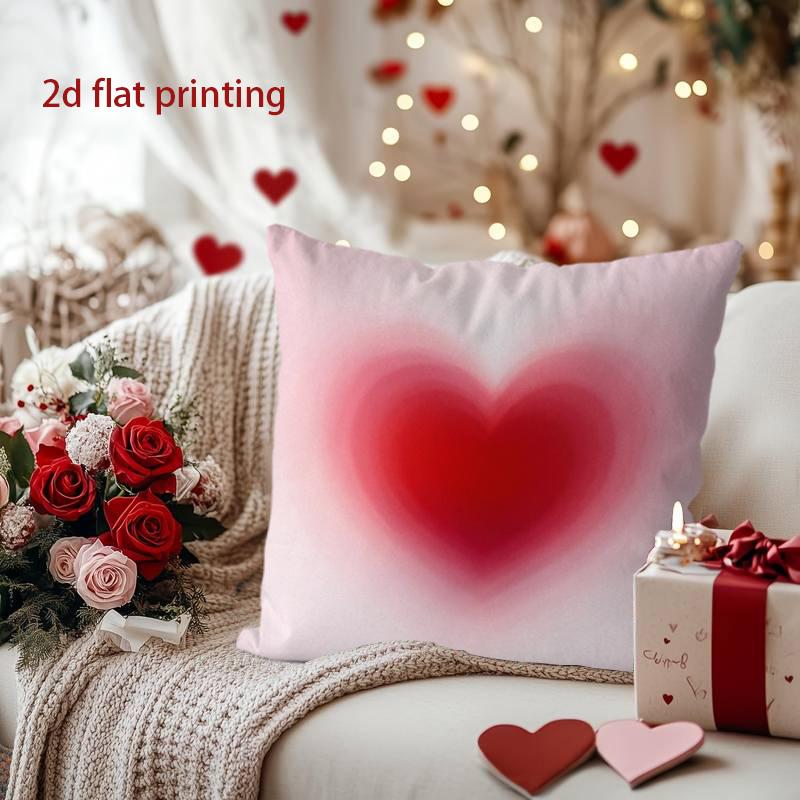 Heart-Shaped Gradient Design Pillow for Cozy Decor Pattern Cushion Cover Suitable for Sofa Bedroom Car Pillow Cover