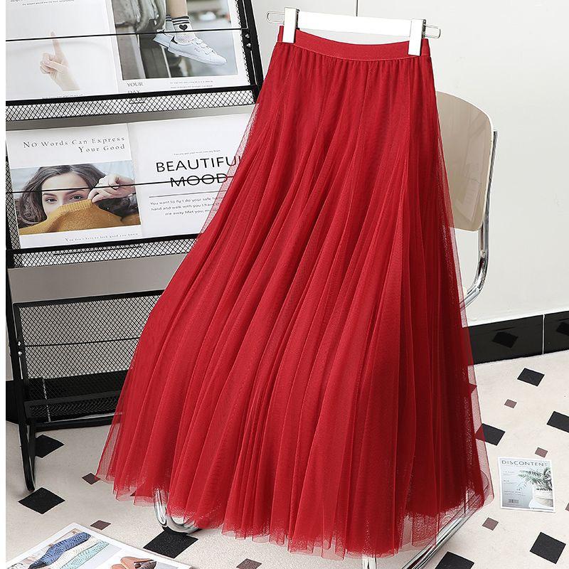 Damen Lila Mesh Midi Rock mit hoher Taille - 720° Schwung A-Linien Tüllrock für Square Dance und Fotoshootings