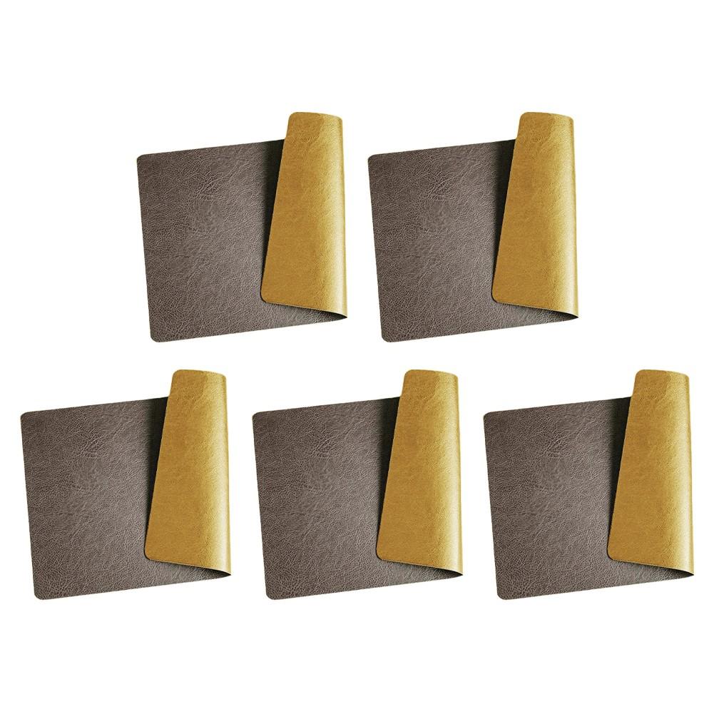 Leather Washable Placemats Set of 5 Non Slip Heat Resistant Table Mats