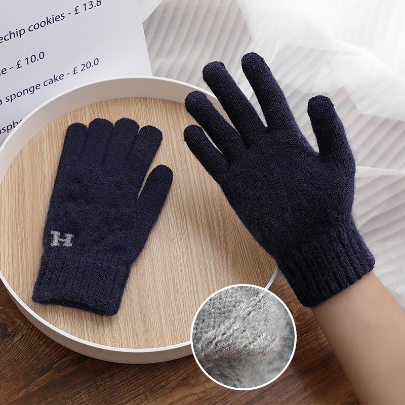 

Зимние перчатки Мужские Толстые Теплые Вязаные Велосипедные перчатки Сенсорные Холодостойкие Уличные