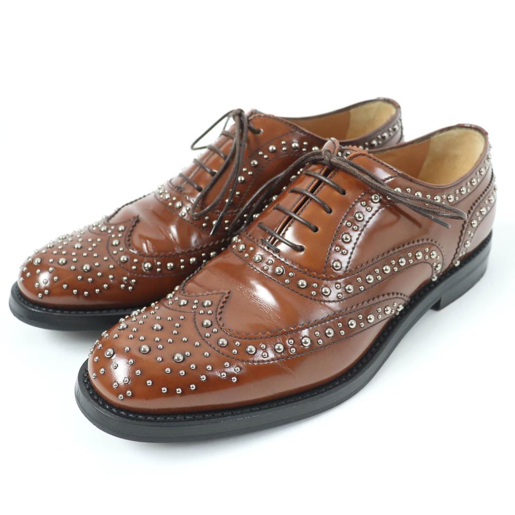Great CHURCH'S Leather shoes Burwood Met Studs Wingtip Brown leather Women 36.5 Used
