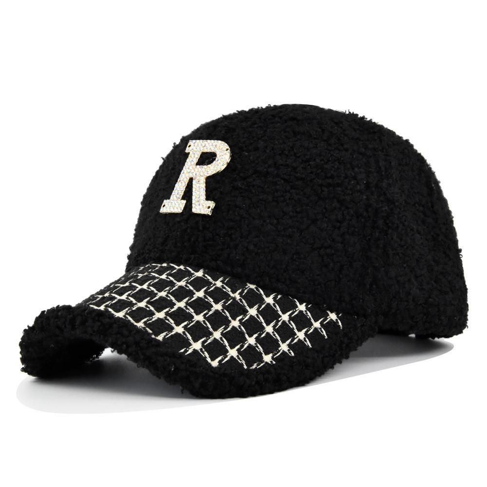 Fashionable Metal Studs Embroidered Baseball Cap Teddy Fleece Sun Hat Wholesale