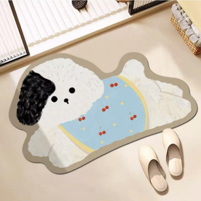 Floor Mat Non-Slip Backing Cat Design Easy Maintenance Versatile Rug Living Room Bathroom Kitchen Home Decor