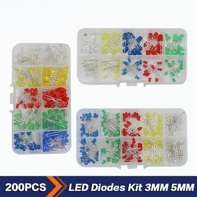 100-200st LED Set Diode Led Kit Box 3MM 5MM F3 F5 Light Emitting Diode Vit Grön Röd Blå Gul DIY elektronisk kit