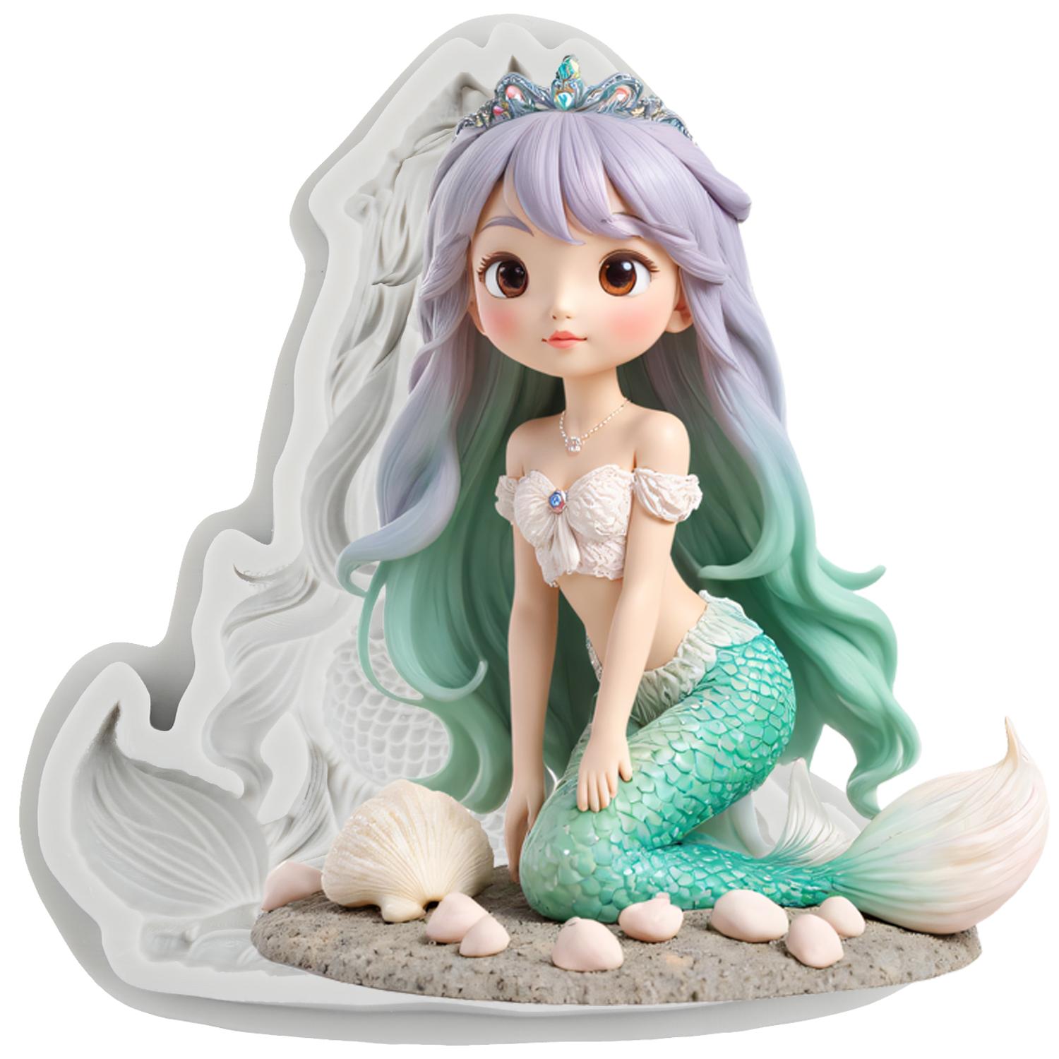 

Силиконовые формы Русалка Форма для мастики Русалка Инструменты для украшения торта Топпер для кекса Конфета Шоколад Форма для гампасты серый