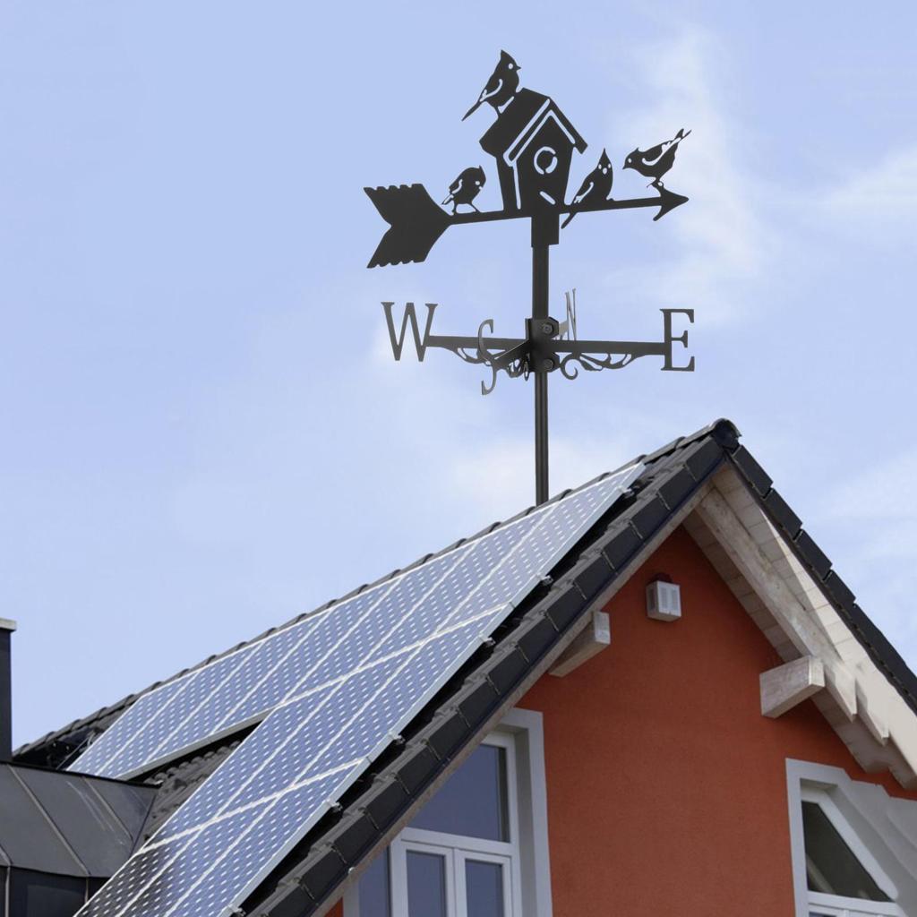 Outdoor Weather Vane Measuring Tools Farm Scene Roof Mount Wind Direction Indicator, for Garden