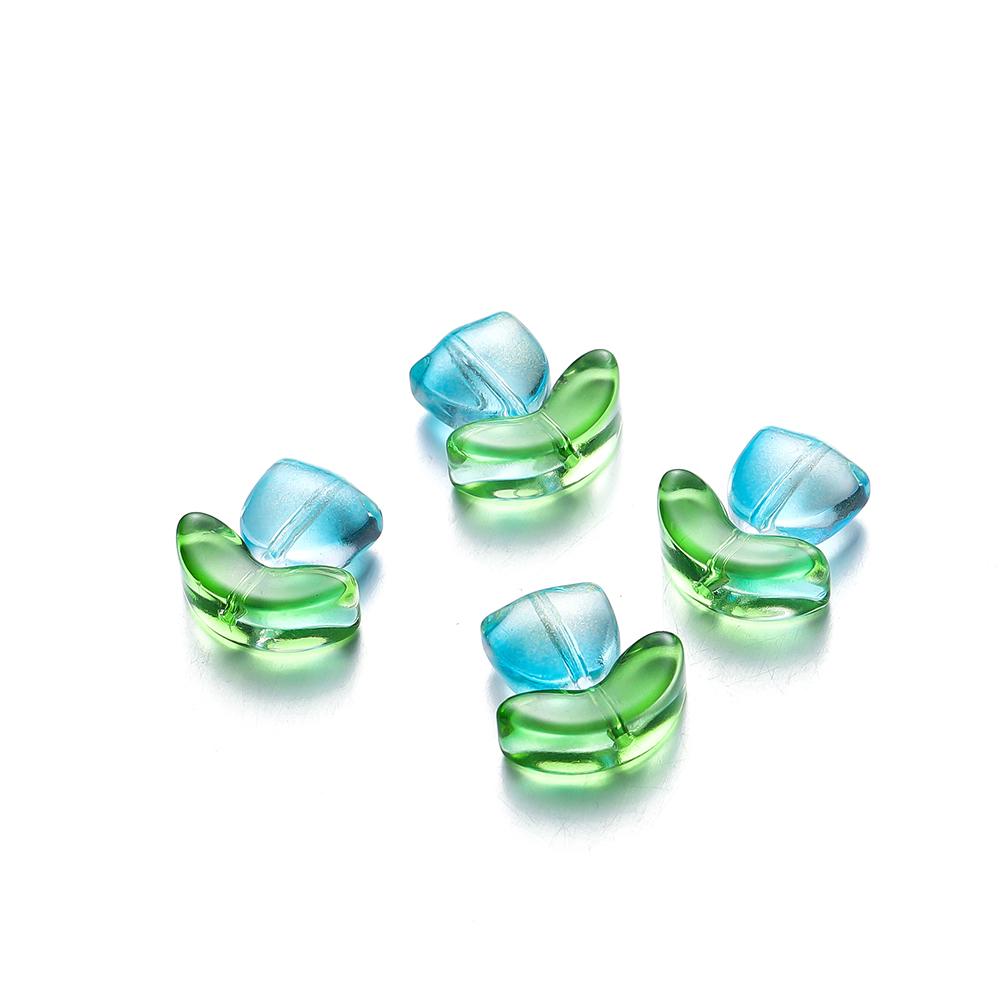 10/20Set Tulips Flower Lampwork Beads Multicolor Glass Flora Beads Multicolor Loose Beads for DIY Bracelets Jewelry Making