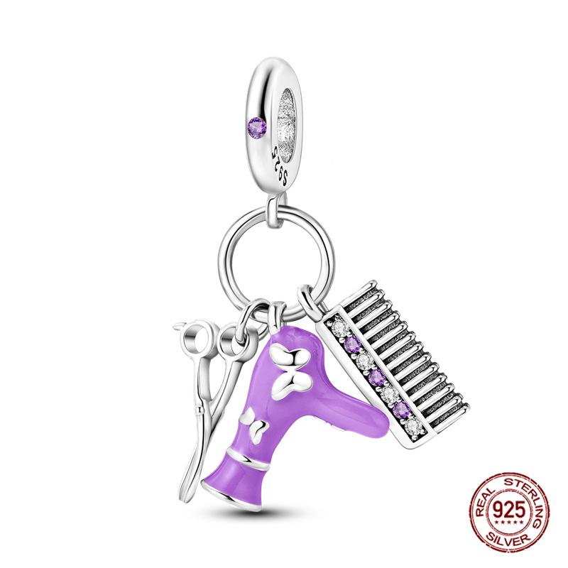 Copper Purple Series Pony Bear Butterfly Shape Charm Beads For 3Mm Original Bracelet Diy Women Jewelry Gift