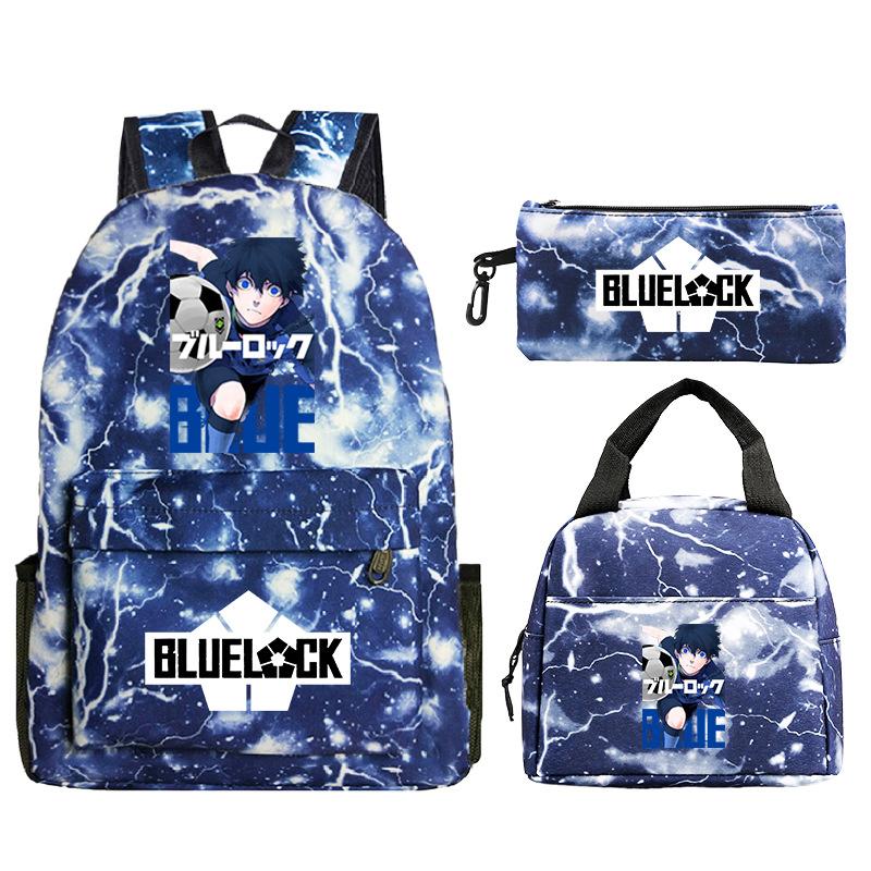3 Piece School Backpack Set for Students Large Capacity Oxford Cloth Schoolbag with Shoulder Strap and Pencil Case