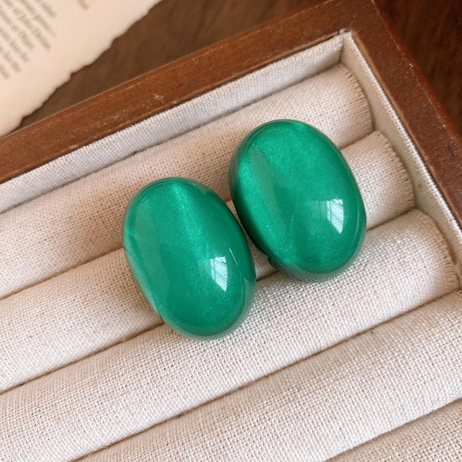 Resin Oval Design Earrings Elegant Exquisite Jewelry
