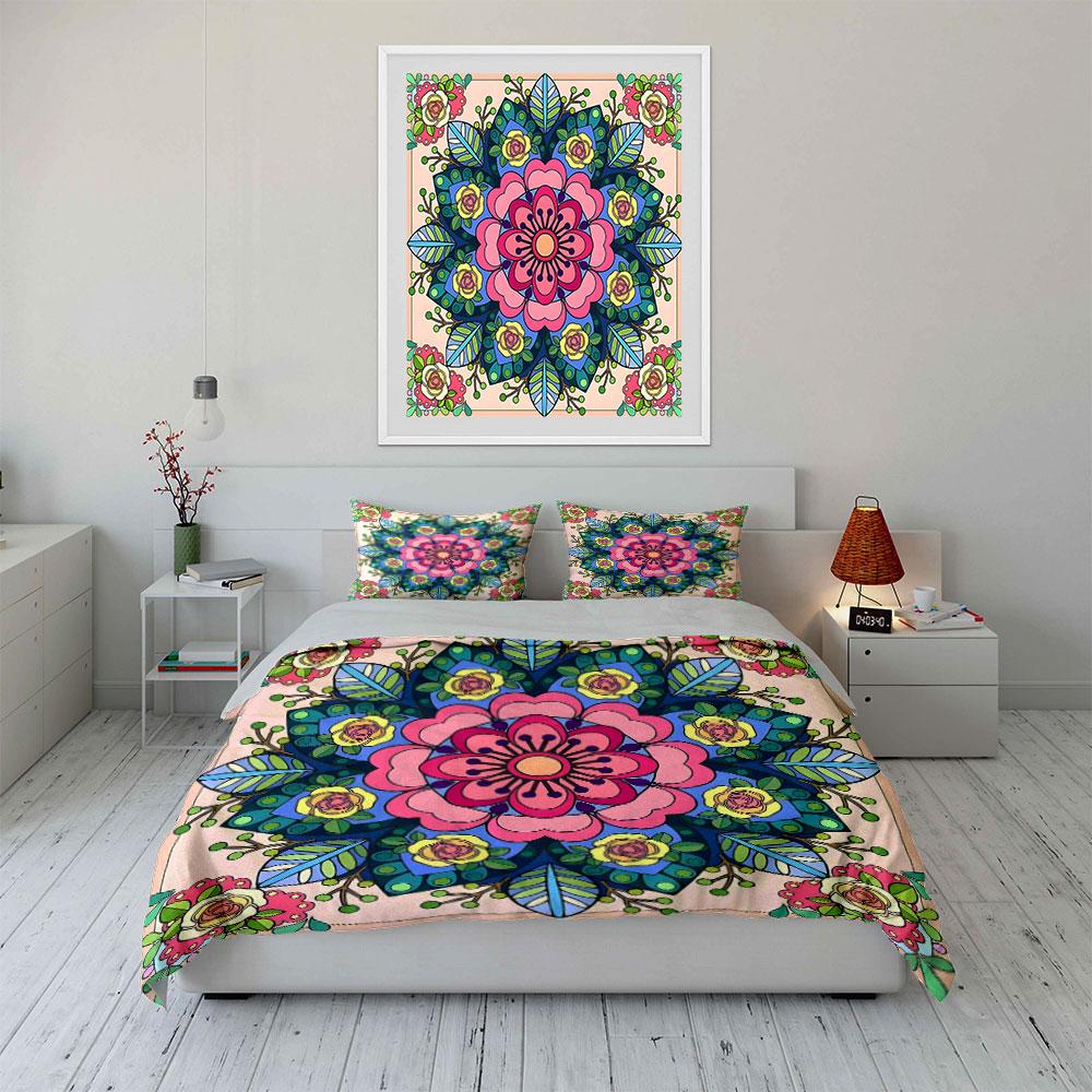 Blooming Mandala Elegance. Bedding Sets Duvet Covers Pillowcases(1* Duvet Cover 2* Pillowcases Without Duvet Insert)