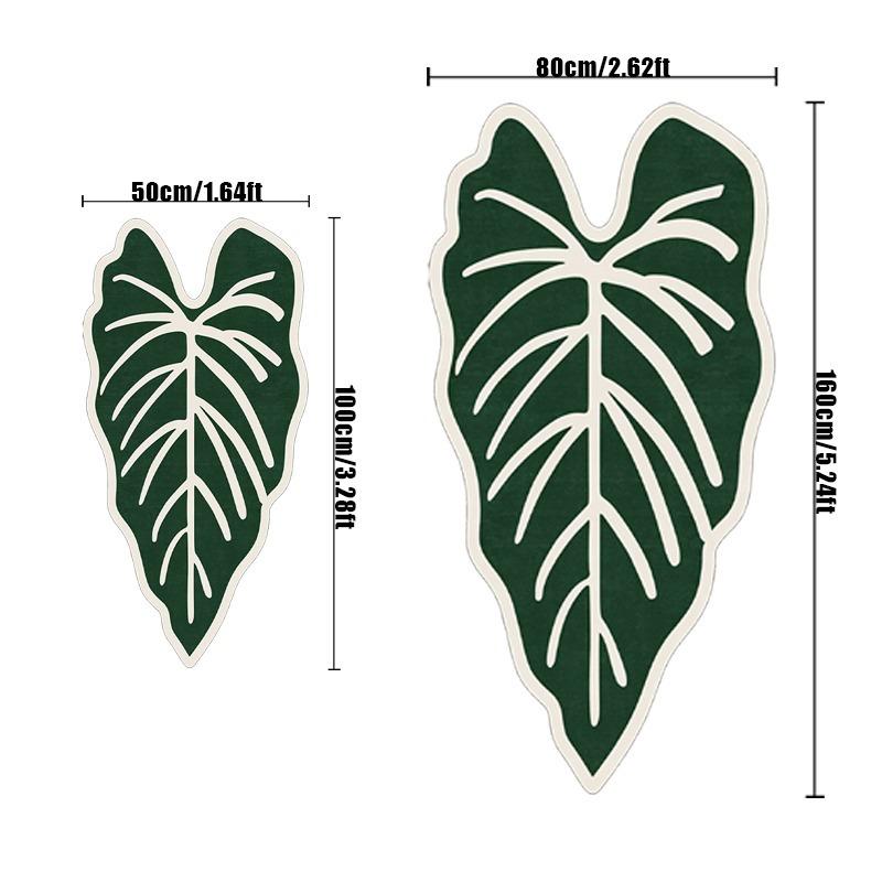 Tappeto Forma Foglia Tropicale Motivo Foglia Monstera Verde e Bianco Tappetino Ingresso Camera da Letto Soggiorno Tappetino Arredo Casa