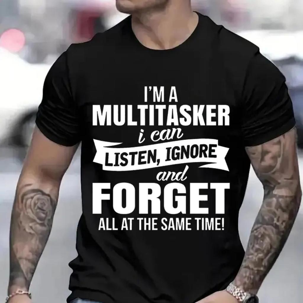 2026 New Funny IM A MULTITASKER Print Tshirt Men and Women Humor Vintage Novelty Tshirts Mens Tee