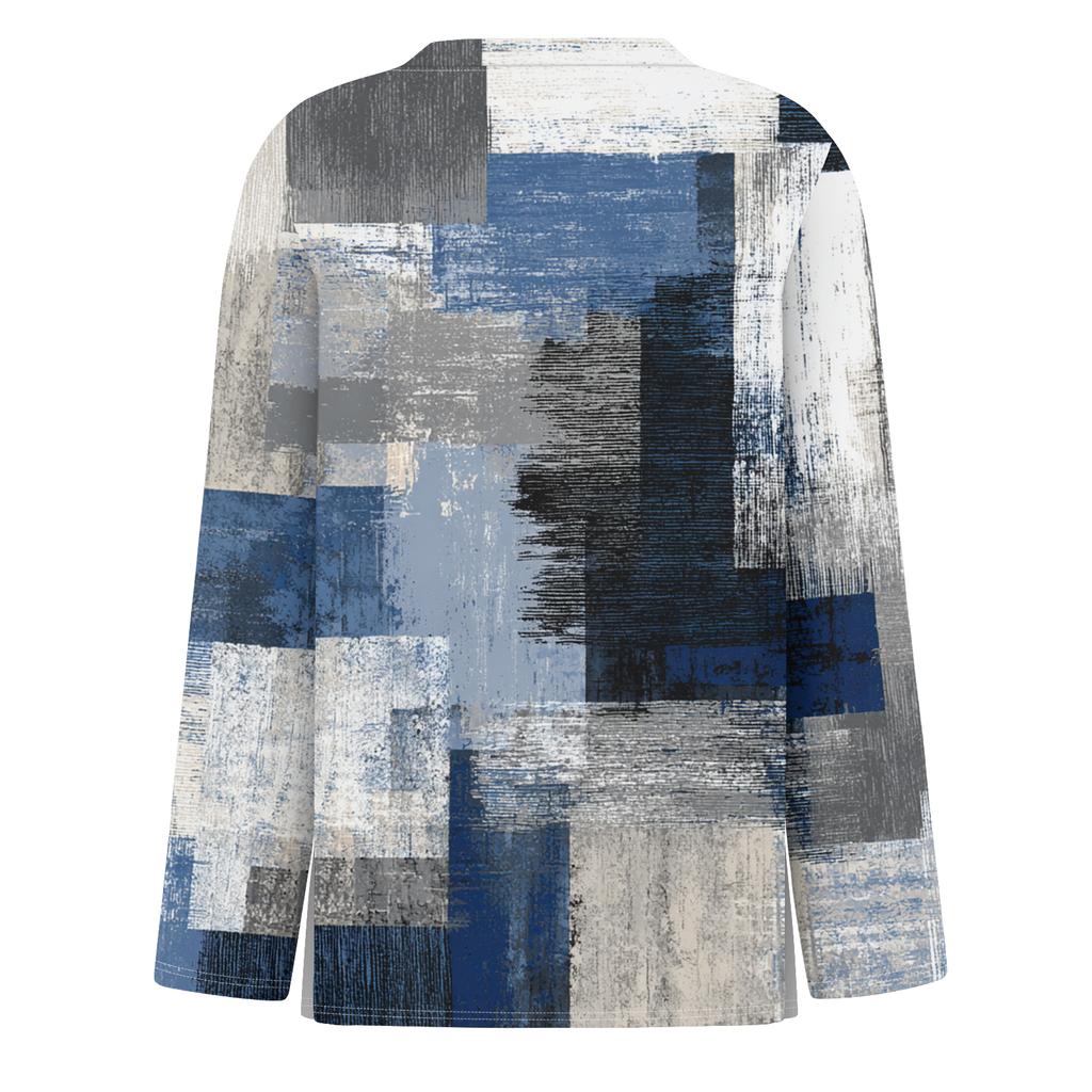 Women's Fashion Hem Slit Casual Retro Floral Print Round Neck Long Sleeve Top