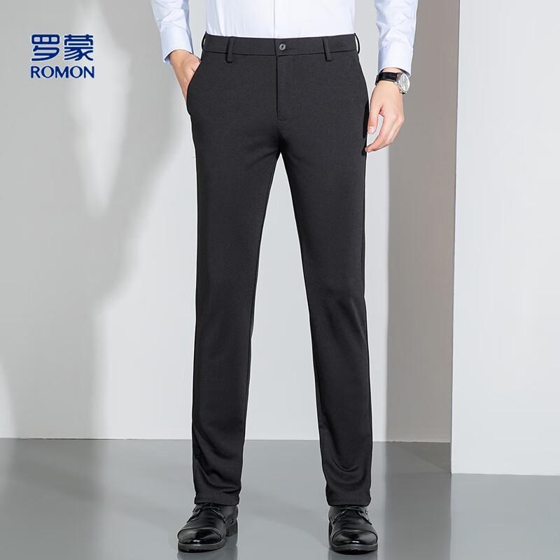 Romon Men's Four-Way Stretch Straight-Leg Business Casual Trousers