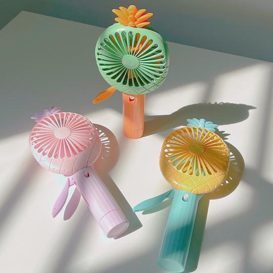 Pineapple Carrot Handheld Fan Press Misting Summer Cooling Fan Lightweight Portable Travel Outdoor Manual Mist Spray Personal Fan