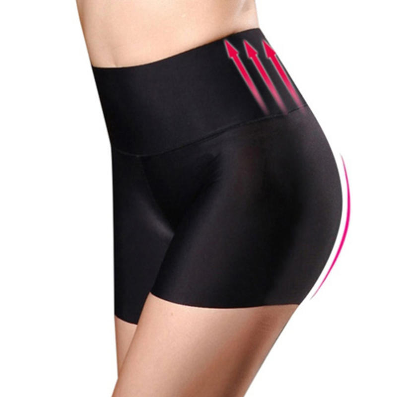 Women Fashion Sports Yoga High Waist Elastic Shorts Sexy Anti-Glare Seamless Safety Pants Boxer Briefs