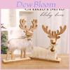 Christmas Reindeer Figurine Wooden Gold Holiday Decor For Festive Celebration