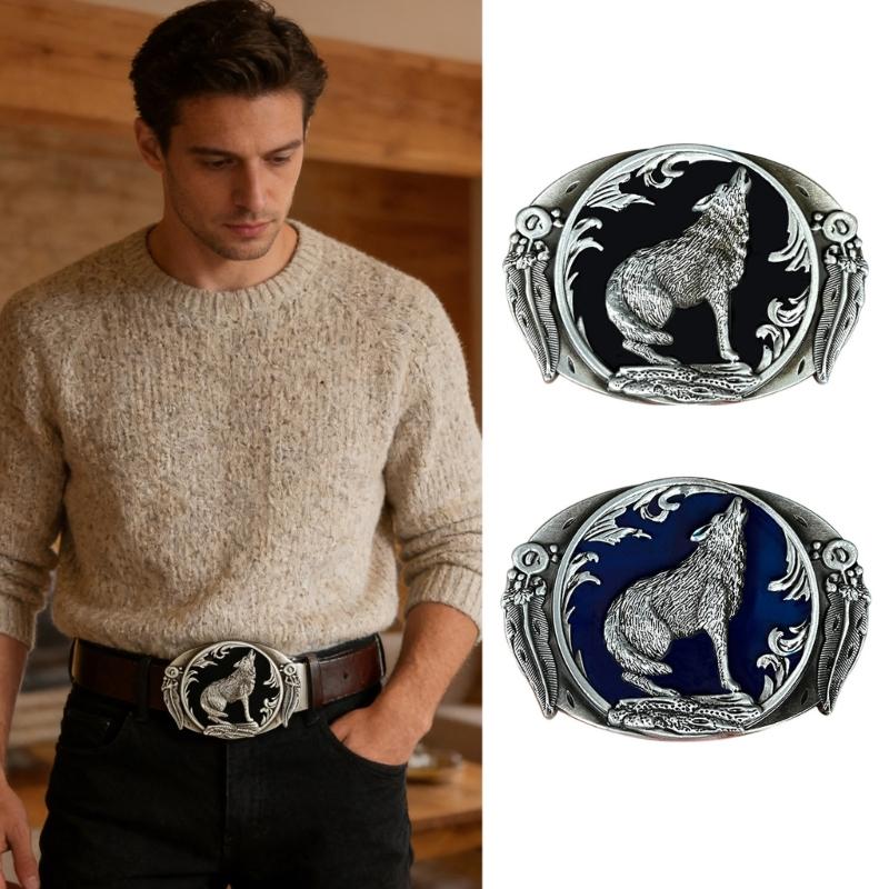 Wolf Gürtelschnalle Lederhandwerk Metall Ersatzschnalle Geschenk für Vater Lederhandwerk Streetwear Geschenk Ersatz