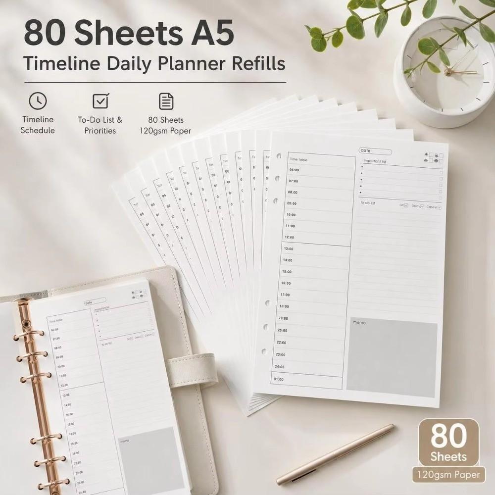 6 Hole Loose Leaf Refills Pages A5 Agenda Pages Portable Inserts Pages  Financial Ledger Budget