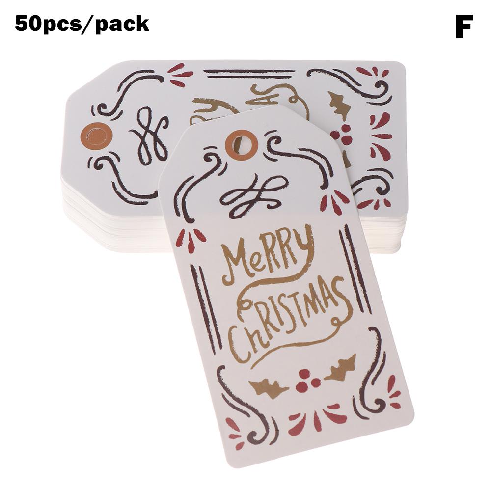 50PCS Merry Christmas DIY Kraft Tags Labels Gift Wrapping Paper Hang Tags Santa Claus Paper Cards Xmas Party Supplies
