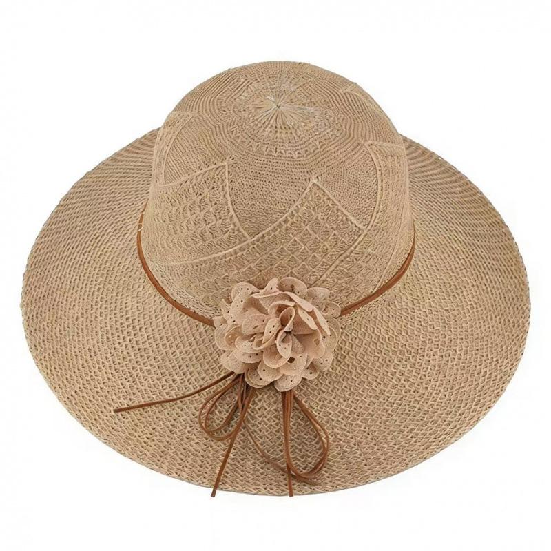Holiday straw hat female travel small fresh big eaves beach sun protection cool hat seaside sun hat shading basin hat