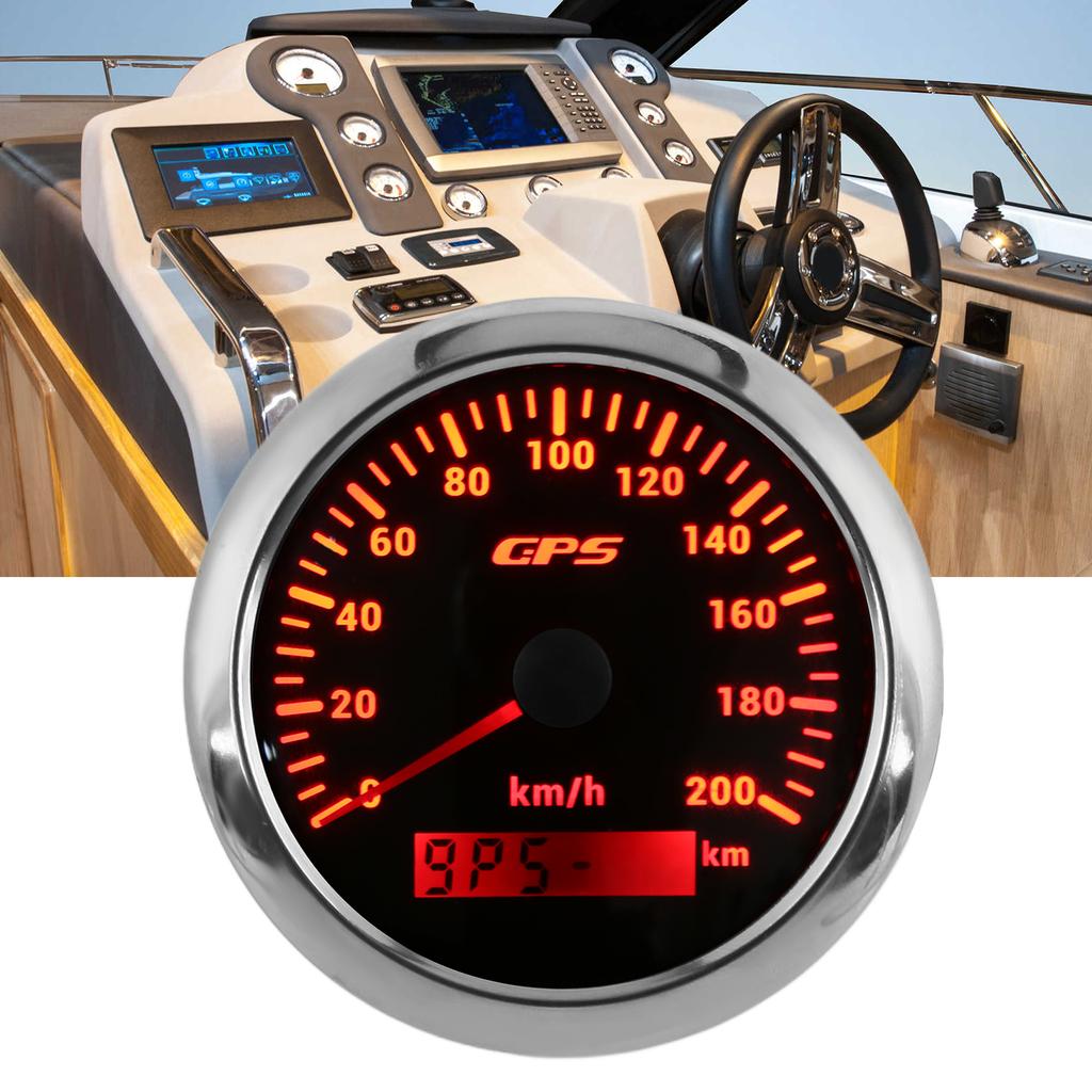 3.3in GPS Speedometer 0‑200KMCelsiusH Speed Gauge with Backlight IP67 Waterproof for Car Marine Boat Yacht