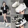 Leather Women's Casual Shoes 2025 Spring New Thick-soled Inner Height Increase White Shoes Thick Baseplate Shoes Sports Shoes
