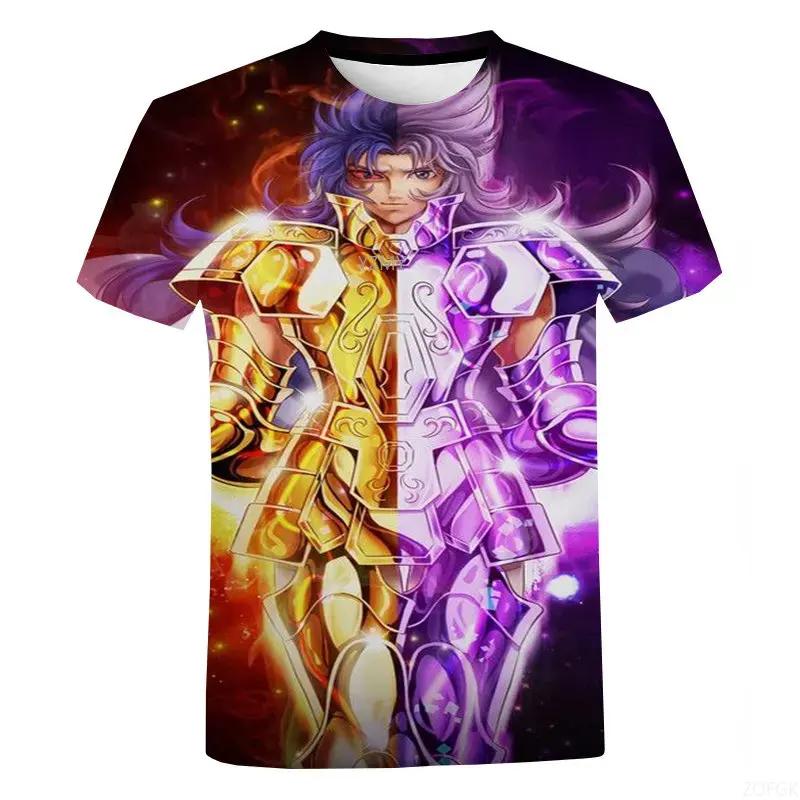 Saint Seiya 3D Harajuku Hoodie Short Sleeve Top Hip Hop Anime Men's and Women's T-shirt