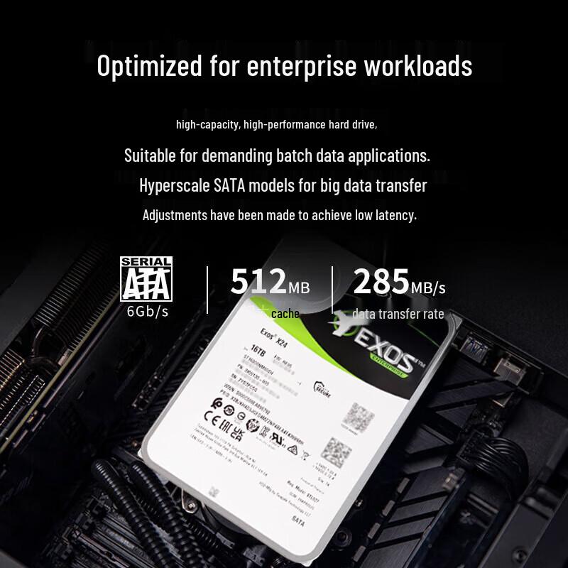 Seagate Exos X24 16TB Enterprise SATA Hard Drive