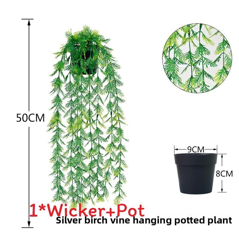 Faux Hanging Vine Plant With Green Leaves For Balcony And Party Decoration