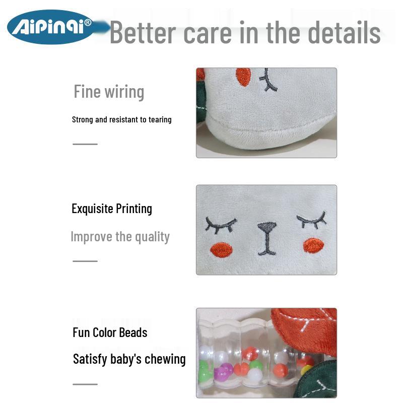 Aipinqi Baby Soothing Plush Doll with Color Beads and Hand Bell, for Ages 0-1.