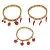 Colorful Pendant Bracelet with Apples and Chili Charm Stainless Steel Bangle for Women and Girls Fashion Accessory