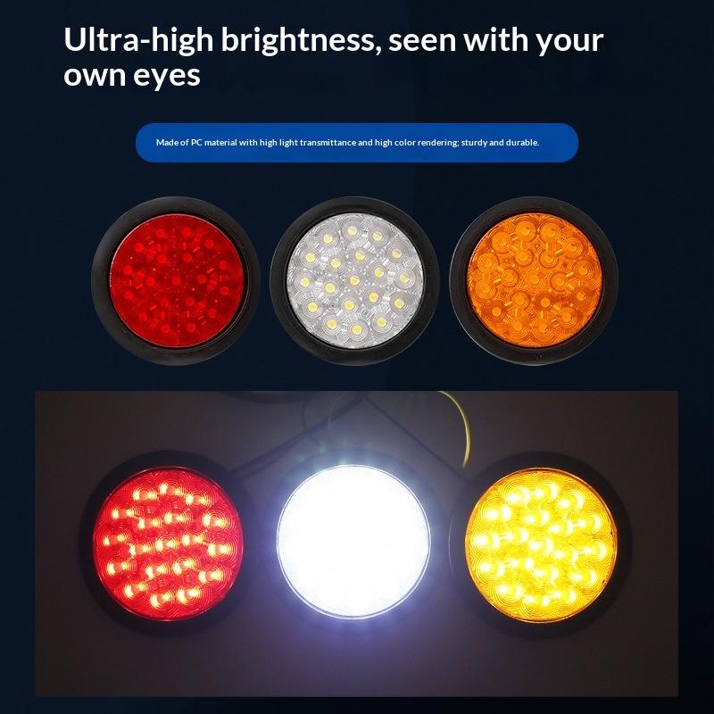 Universelles 3-farbiges rundes LED-Rücklicht, wasserdicht, hohe Helligkeit, Brems-, Blink-, Rückfahrlicht für LKW, Anhänger, Wohnmobil