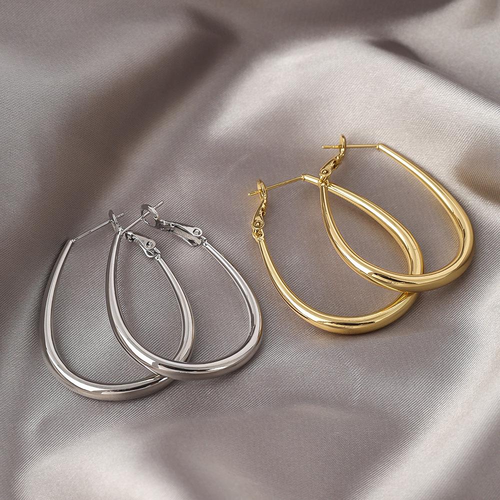 Classic Large Hoop Earrings for Women - 925 Sterling Silver Simple Hoops, Cool & Versatile Style.