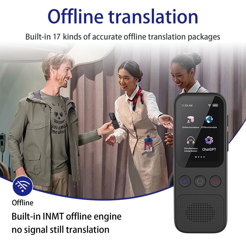 Language AI Translator Device with 138 Languages Voice Translating 17 Offline Translation Simultaneous Interpretation