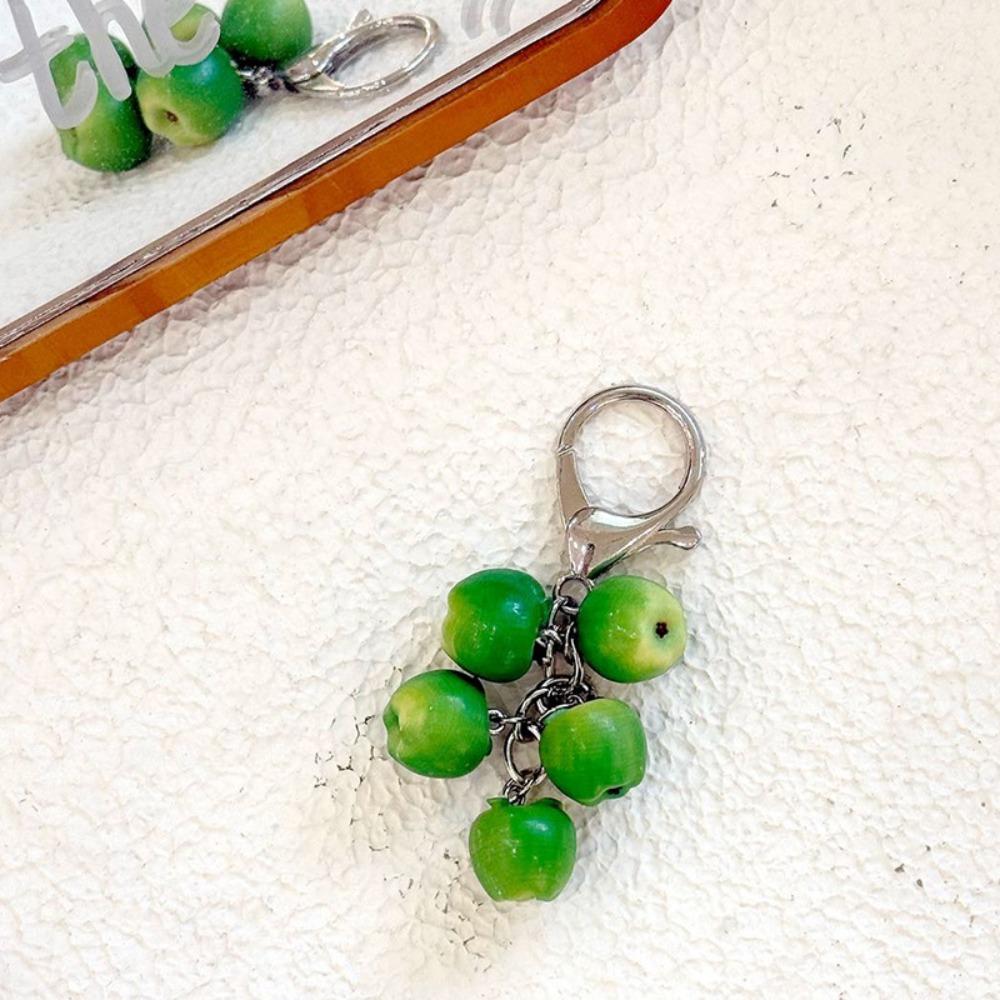 Handmade Style Berry Bag Charm Chunky Beads Resin Key Ring Red Fruit Key Chain Backpack Decor