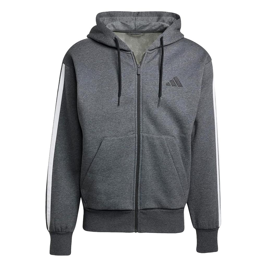 adidas Mens 3 Stripes Fleece Full Zip Hoodie